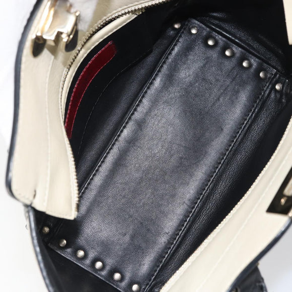 VALENTINO Hand Bag Leather 2way Black Gold Auth BA9864