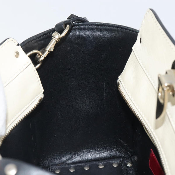 VALENTINO Hand Bag Leather 2way Black Gold Auth BA9864