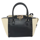 VALENTINO Hand Bag Leather 2way Black Gold Auth BA9864-13