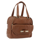 Jimmy Choo Hand Bag Leather Brown Gold Auth BA9865-1