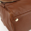 Jimmy Choo Hand Bag Leather Brown Gold Auth BA9865-14
