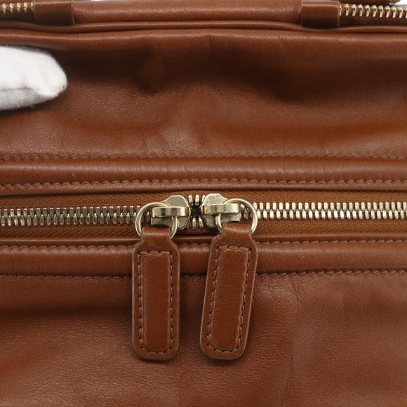 Jimmy Choo Hand Bag Leather Brown Gold Auth BA9865