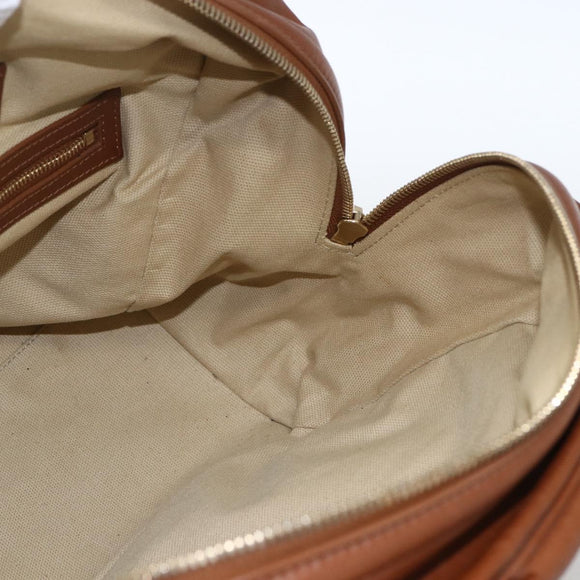Jimmy Choo Hand Bag Leather Brown Gold Auth BA9865