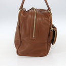 Jimmy Choo Hand Bag Leather Brown Gold Auth BA9865-3