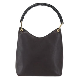 GUCCI Bamboo Hand Bag Leather Brown Gold Auth BA9867 - 0