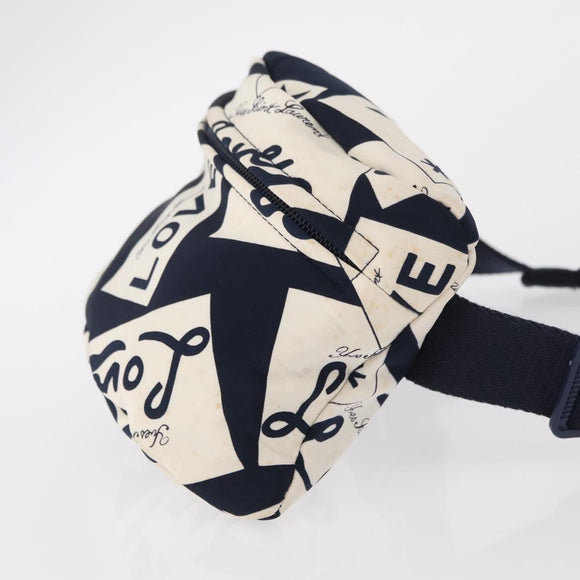 SAINT LAURENT Waist Bag Nylon Navy White gold Auth BA9870