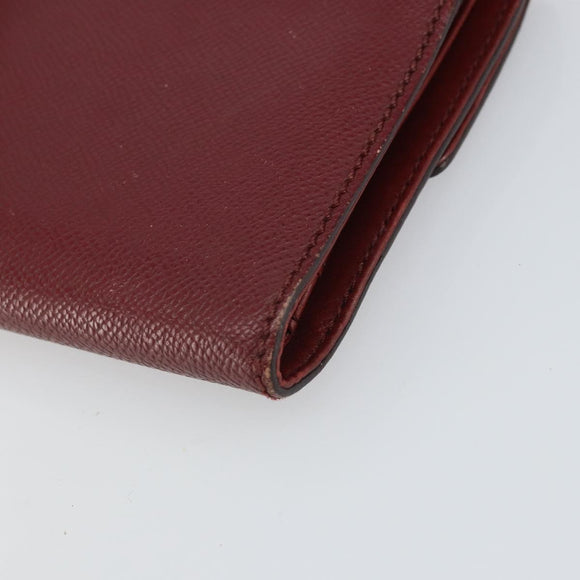 CHANEL Wallet Leather Red Gold CC Auth BA9871