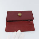 CHANEL Wallet Leather Red Gold CC Auth BA9871-13