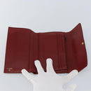 CHANEL Wallet Leather Red Gold CC Auth BA9871-14