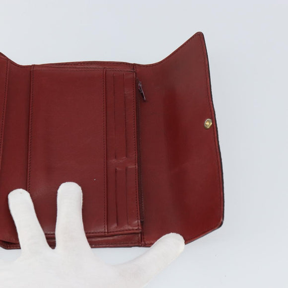 CHANEL Wallet Leather Red Gold CC Auth BA9871