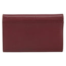 CHANEL Wallet Leather Red Gold CC Auth BA9871-3