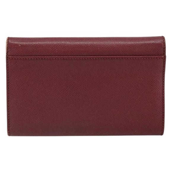 CHANEL Wallet Leather Red Gold CC Auth BA9871