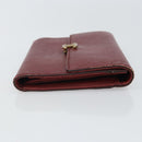 CHANEL Wallet Leather Red Gold CC Auth BA9871-4