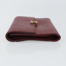CHANEL Wallet Leather Red Gold CC Auth BA9871-5
