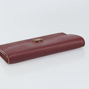 CHANEL Wallet Leather Red Gold CC Auth BA9871-6