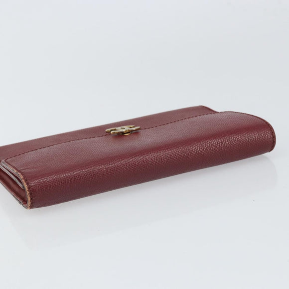 CHANEL Wallet Leather Red Gold CC Auth BA9871