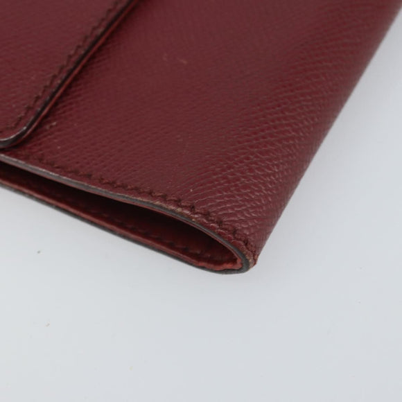 CHANEL Wallet Leather Red Gold CC Auth BA9871