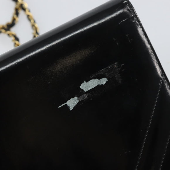 CHANEL Chain Shoulder Bag Patent leather Black Gold CC Auth BA9872