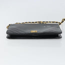 CHANEL Chain Shoulder Bag Patent leather Black Gold CC Auth BA9872-5