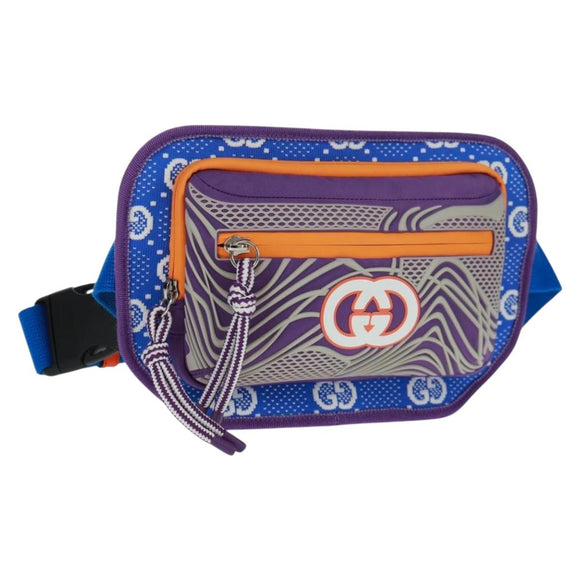 GUCCI Interlocking G Waist Bag Nylon Purple Silver 752102 Auth BA9874V