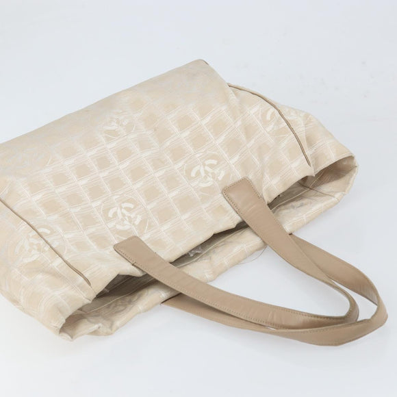 CHANEL New Travel Line Tote Bag Nylon Pink Gold CC Auth BA9876