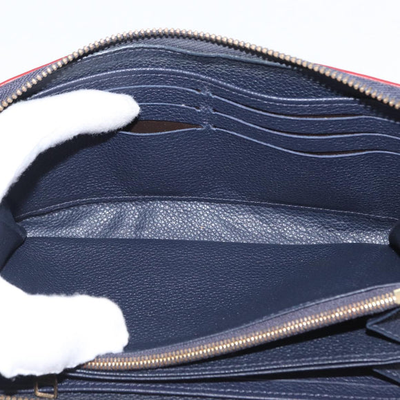 LOUIS VUITTON Empreinte Zippy Wallet Navy Marine Rouge M62121 LV Auth BA9880