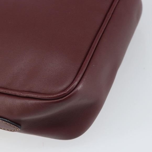 CARTIER Must Line Shoulder Bag Leather Bordeaux Gold Auth BA9882