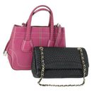 BALLY TOD'S Shoulder Bag Leather 2 Set Pink Black Auth BA9888-1