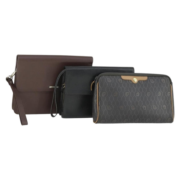 CELINE Christian Dior Givenchy Bag Leather PVC 3 Set Brown Black Auth BA9889
