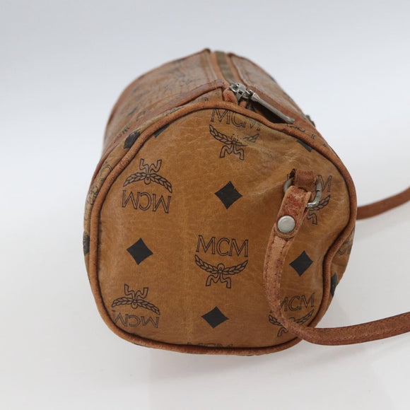 MCM Logogram Vicetos Shoulder Bag PVC Leather Brown Gold Auth BA9891