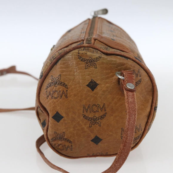 MCM Logogram Vicetos Shoulder Bag PVC Leather Brown Gold Auth BA9891