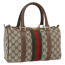 GUCCI GG Supreme Web Sherry Line Hand Bag PVC Beige Gold 69 012 3841 Auth BA9892