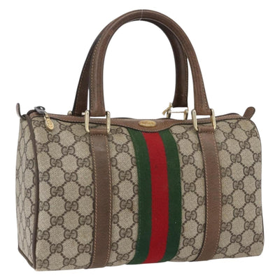 GUCCI GG Supreme Web Sherry Line Hand Bag PVC Beige Gold 69 012 3841 Auth BA9892
