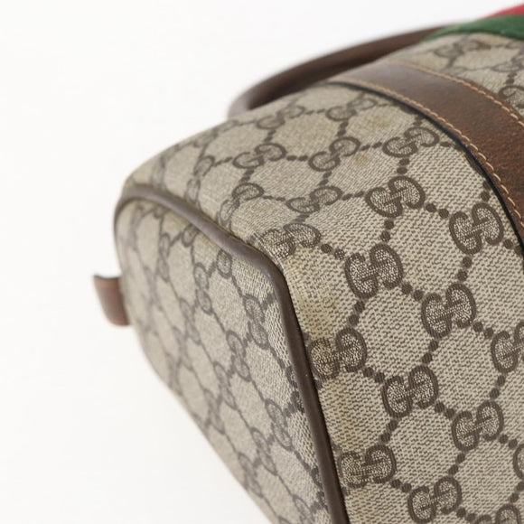 GUCCI GG Supreme Web Sherry Line Hand Bag PVC Beige Gold 69 012 3841 Auth BA9892