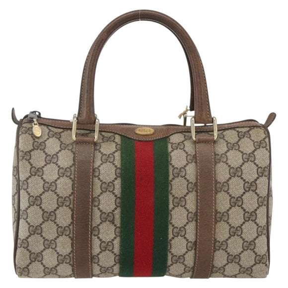 GUCCI GG Supreme Web Sherry Line Hand Bag PVC Beige Gold 69 012 3841 Auth BA9892