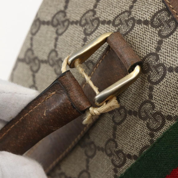 GUCCI GG Supreme Web Sherry Line Hand Bag PVC Beige Gold 69 012 3841 Auth BA9892