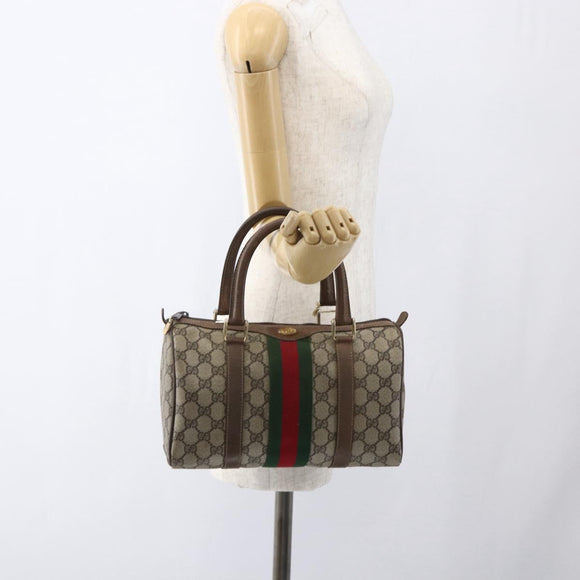 GUCCI GG Supreme Web Sherry Line Hand Bag PVC Beige Gold 69 012 3841 Auth BA9892