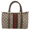 GUCCI GG Supreme Web Sherry Line Hand Bag PVC Beige Gold 69 012 3841 Auth BA9892-2