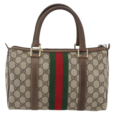 GUCCI GG Supreme Web Sherry Line Hand Bag PVC Beige Gold 69 012 3841 Auth BA9892 - 0