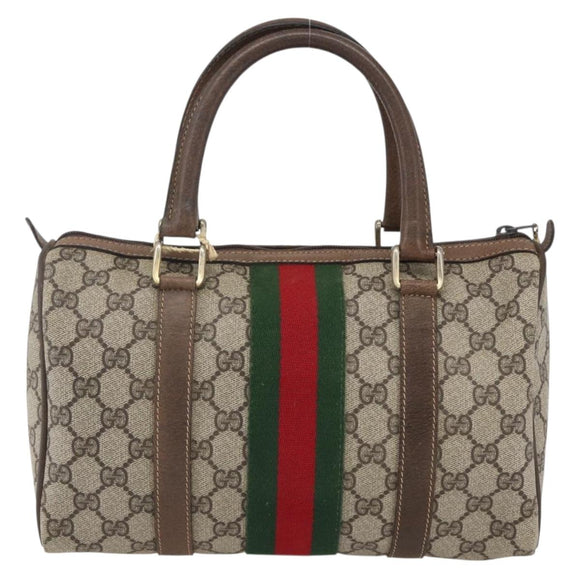 GUCCI GG Supreme Web Sherry Line Hand Bag PVC Beige Gold 69 012 3841 Auth BA9892