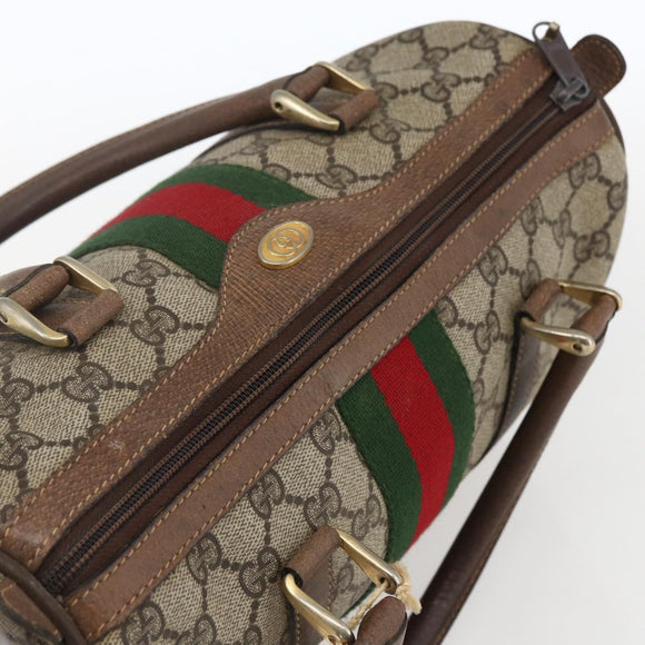 GUCCI GG Supreme Web Sherry Line Hand Bag PVC Beige Gold 69 012 3841 Auth BA9892