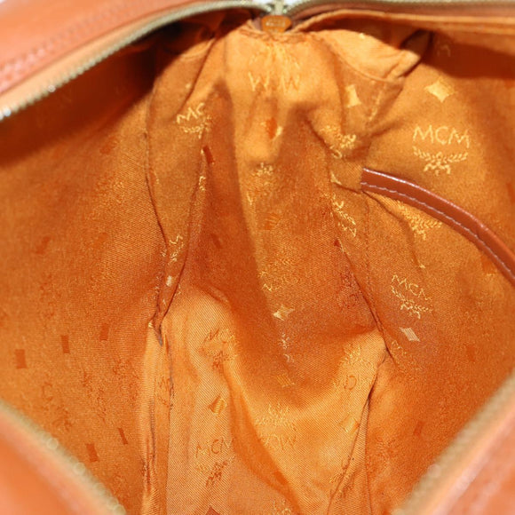 MCM Vicetos Logogram Shoulder Bag PVC Leather Brown Gold Auth BA9893