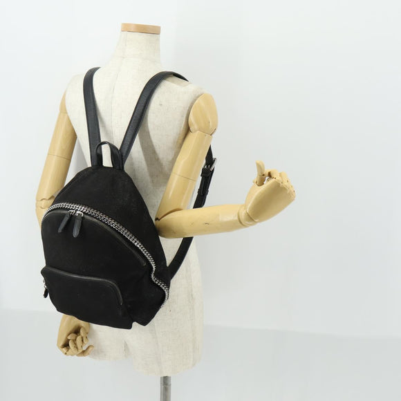 Stella MacCartney Backpack Suede Black Silver Auth BA9895