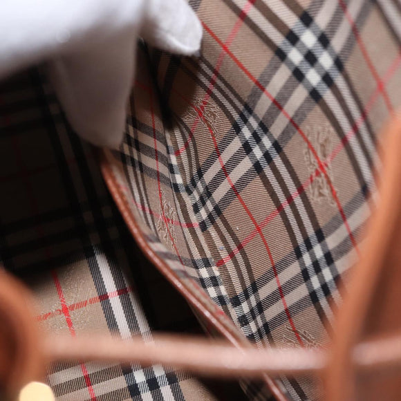 Burberrys Shoulder Bag Leather Brown Gold Auth BA9897