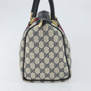 GUCCI GG Supreme Sherry Line Boston Bag PVC Navy Gold 33 013 4133 Auth BA9898-4