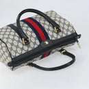 GUCCI GG Supreme Sherry Line Boston Bag PVC Navy Gold 33 013 4133 Auth BA9898-6