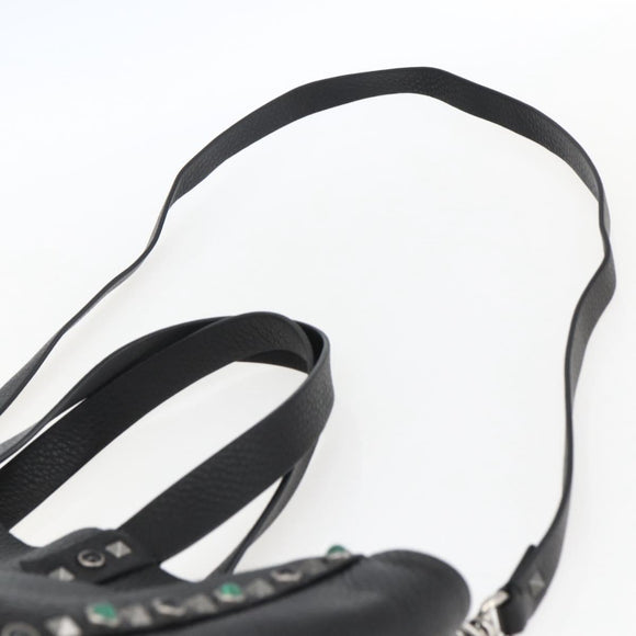 VALENTINO Tote Bag Leather 2way Black Silver Auth BA9899