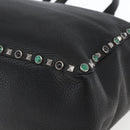 VALENTINO Tote Bag Leather 2way Black Silver Auth BA9899-10