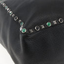 VALENTINO Tote Bag Leather 2way Black Silver Auth BA9899-15