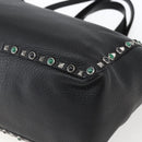 VALENTINO Tote Bag Leather 2way Black Silver Auth BA9899-16